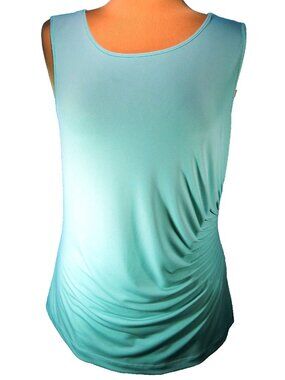 Calvin Klein Mint Scoop Neck Ruched Side Detail Sleeveless Top Size Large EUC